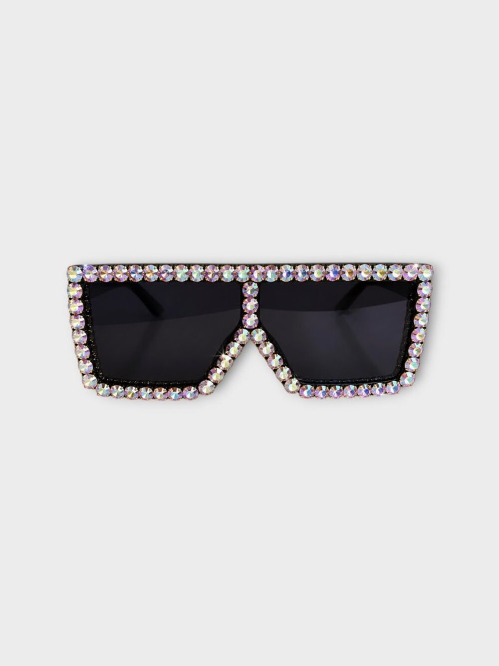 Black Crystal-Embellished Square Sunglasses